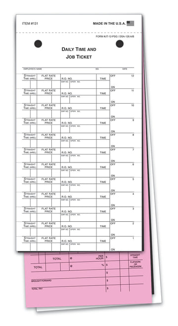 Job Time Ticket - Form JT-12-PSG/DSA-126 A/B